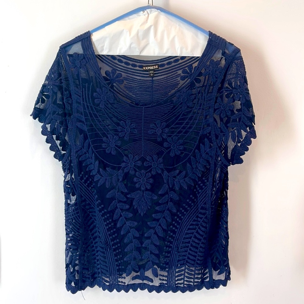Express mesh lace blouse, size large